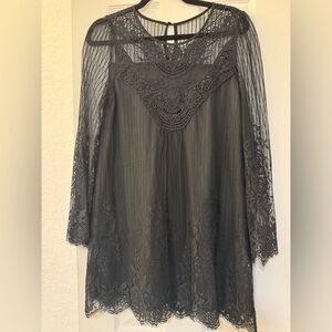 Blu Pepper Elegant Lace Black Babydoll Dress NWOT S